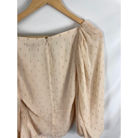 Express Gold Print Flow Blouse Size XS - Picture 5 of 6